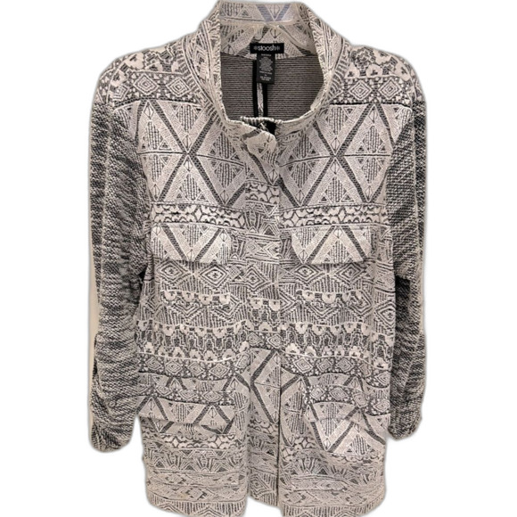 Stoosh Black and White Front Zip Utility Jacket - Picture 1 of 4